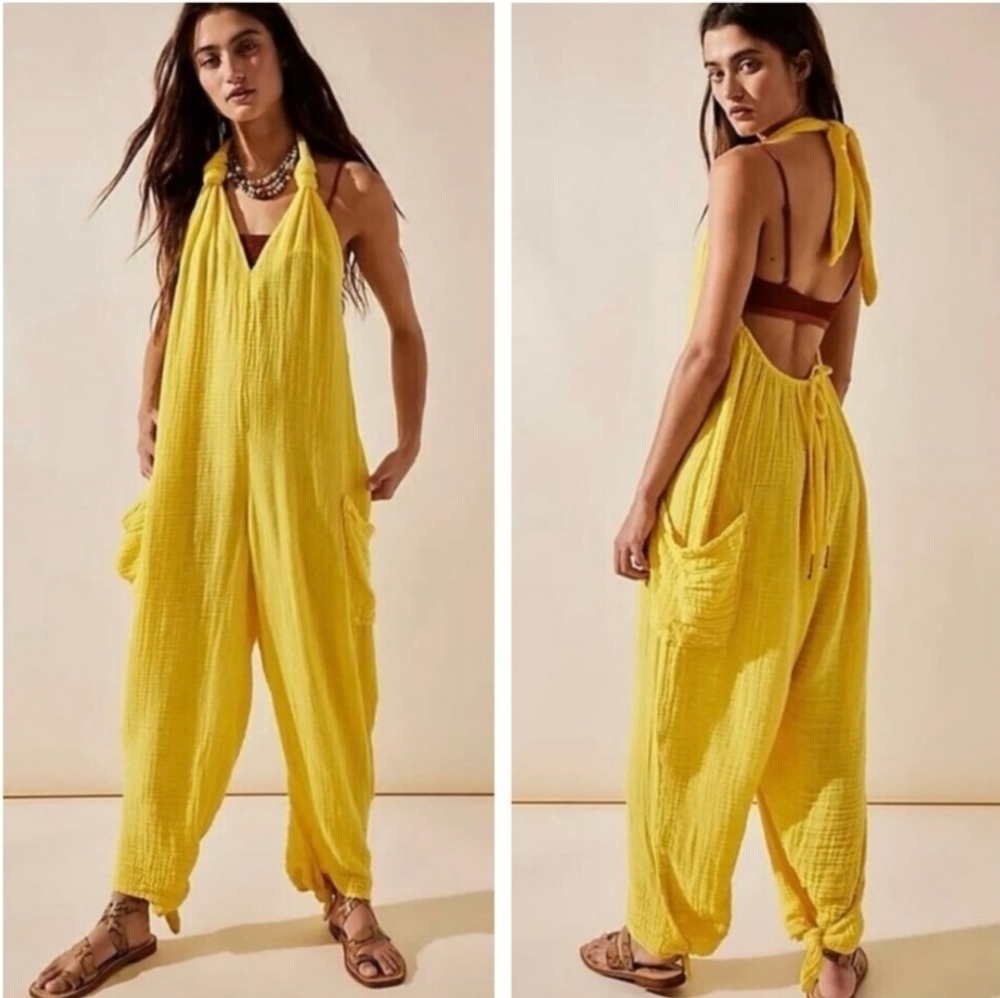 New!Free People Knot It Up Low Back‎ Jumpsuit